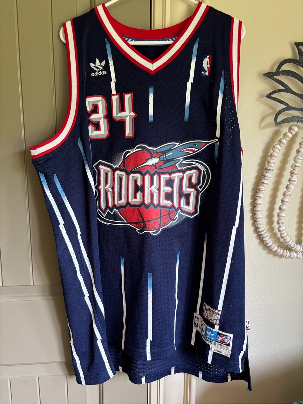 Adidas Houston Rockets #34 Olajuwon Navy Basketball Jersey, clothes